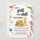 Waterverf BBQ Eten, Drinken & Desserts Party Kaart (Voorkant)