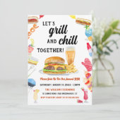 Waterverf BBQ Eten, Drinken & Desserts Party Kaart (Staand voorkant)