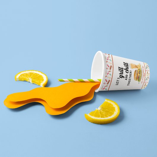 Waterverf BBQ Eten, Drinken & Desserts Party Papieren Bekers