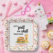 Waterverf BBQ Eten, Drinken & Desserts Party Papieren Bordje (Feest)