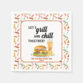 Waterverf BBQ Eten, Drinken & Desserts Party Servet (Voorkant)