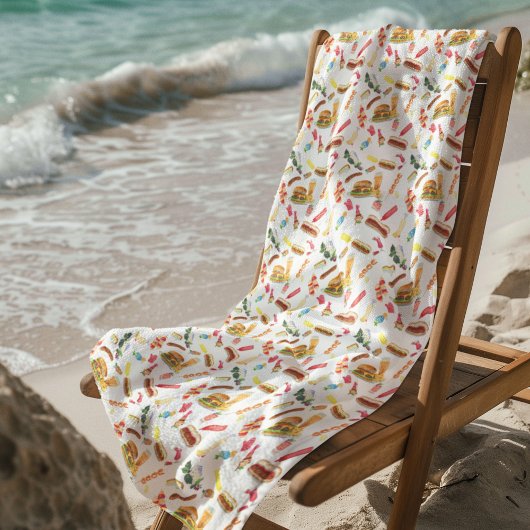 Waterverf BBQ Eten, Drinken & Desserts Patroon Strandlaken