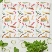 Waterverf BBQ Eten, Drinken & Desserts Patroon Theedoek (Gevouwen)