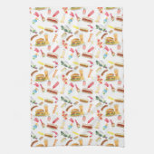 Waterverf BBQ Eten, Drinken & Desserts Patroon Theedoek (Verticaal)