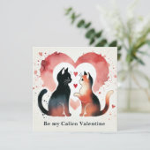 Waterverf "Be My Calico Valentine" Feestdagenkaart (Staand voorkant)