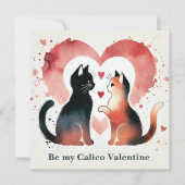 Waterverf "Be My Calico Valentine" Feestdagenkaart (Voorkant)