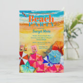 Waterverf Beach 16e verjaardagsfeestje Kaart (Staand voorkant)