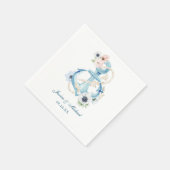 Waterverf Beach Anchor Flower Calligraphy Wedding Servet (Hoek)