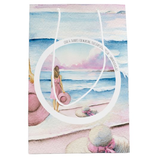 Waterverf Beach Art Thema Gift Bag Medium Cadeauzakje (Voorkant)