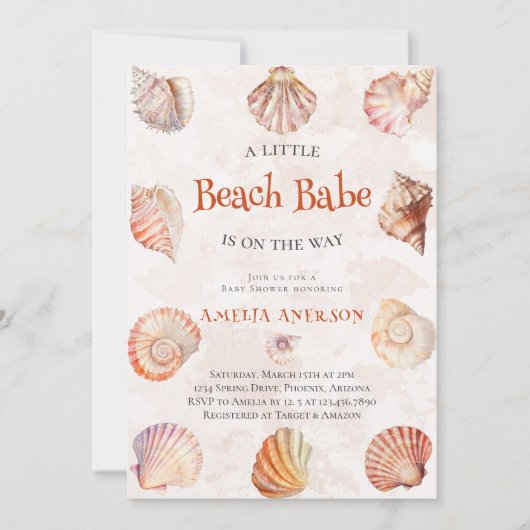 Waterverf Beach Babe Ocean Seashells Baby shower Kaart (Voorkant)