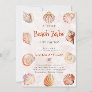 Waterverf Beach Babe Ocean Seashells Baby shower Kaart