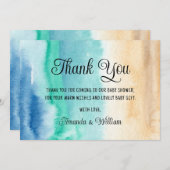 Waterverf Beach Baby shower Dank u Bedankkaart (Voorkant / Achterkant)