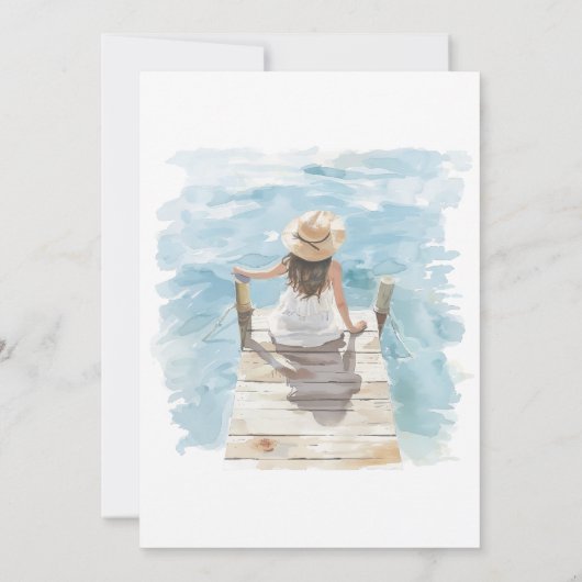 Waterverf Beach Bachelorette Party Uitnodiging (Achterkant)