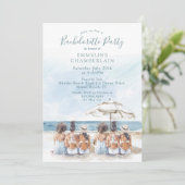 Waterverf Beach Bachelorette Party Uitnodiging (Staand voorkant)