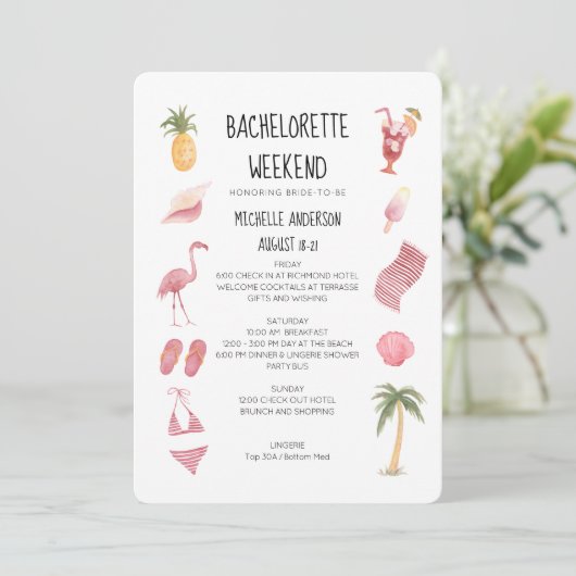 Waterverf Beach Bachelorette Weekend Kaart (Staand voorkant)