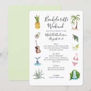 Waterverf Beach Bachelorette Weekend Kaart