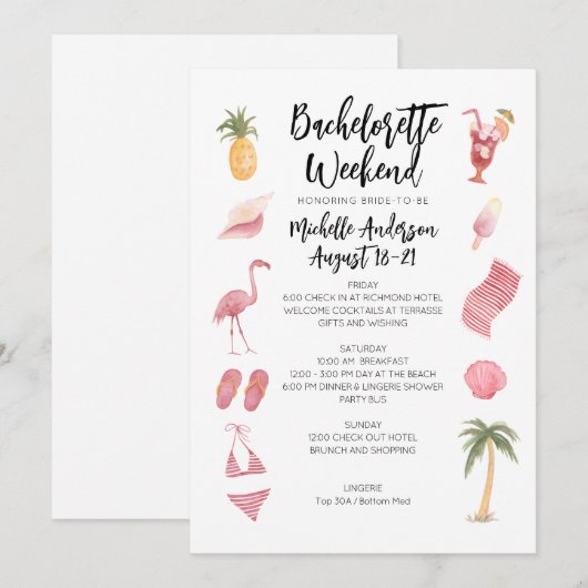 Waterverf Beach Bachelorette Weekend Kaart (Voorkant / Achterkant)