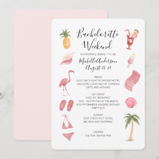 Waterverf Beach Bachelorette Weekend Kaart (Voorkant / Achterkant)