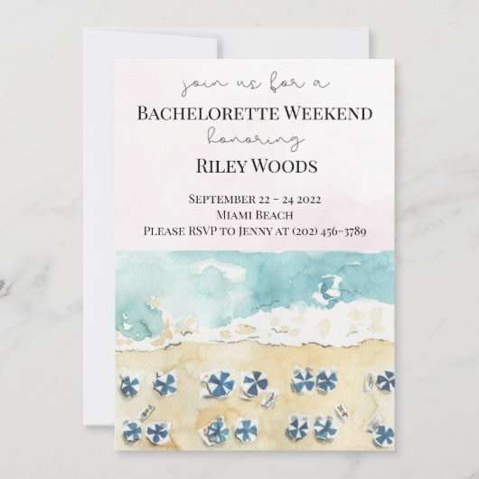 Waterverf Beach Bachelorette Weekend route in Kaart (Voorkant)