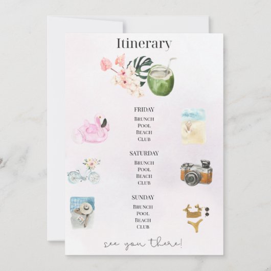 Waterverf Beach Bachelorette Weekend route in Kaart (Achterkant)