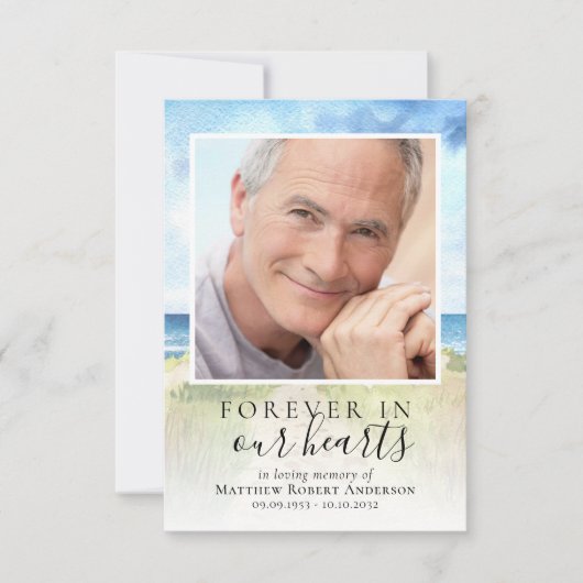 Waterverf Beach Begrafenis Sympathie Dank u Kaart (Voorkant)