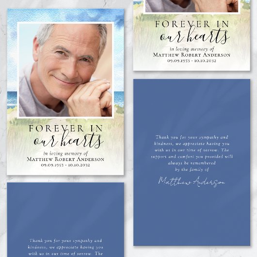 Waterverf Beach Begrafenis Sympathie Dank u Kaart