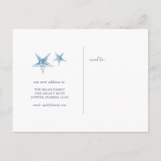 Waterverf Beach Bewegende Aankondiging Briefkaart (Achterkant)