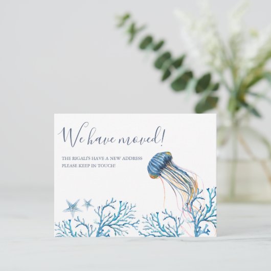 Waterverf Beach Bewegende Aankondiging Briefkaart (Staand voorkant)