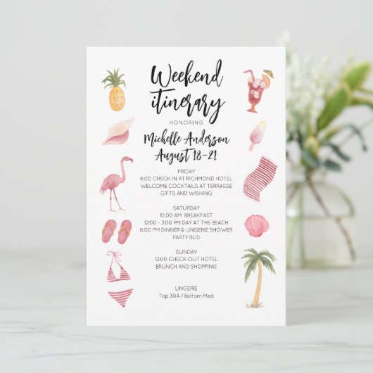 Waterverf Beach Birthday Weekend route Kaart (Staand voorkant)