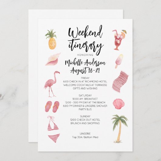 Waterverf Beach Birthday Weekend route Kaart (Voorkant / Achterkant)