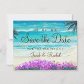Waterverf Beach Blue Ocean Save the Date Kaart (Voorkant)