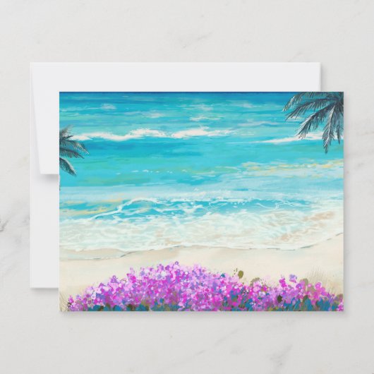 Waterverf Beach Blue Ocean Save the Date Kaart (Achterkant)