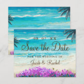 Waterverf Beach Blue Ocean Save the Date Kaart (Voorkant / Achterkant)