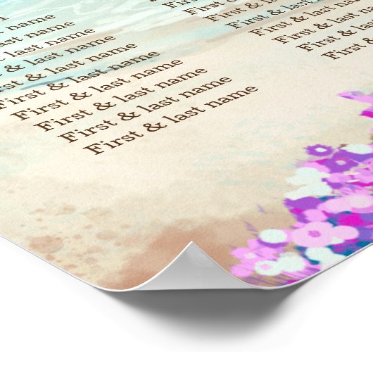 Waterverf Beach Blue Ocean Wedding Seating Chart Poster (Hoek)