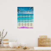 Waterverf Beach Blue Ocean Wedding Seating Chart Poster (Keuken)