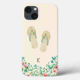 Waterverf Beach Botanische Teenslippers Case-Mate iPhone Case