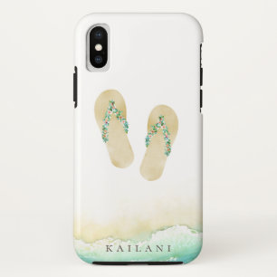 Waterverf Beach Botanische Teenslippers Case-Mate iPhone Case