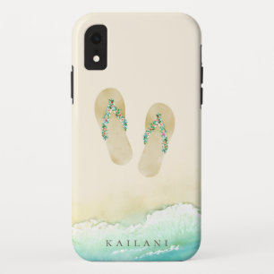 Waterverf Beach Botanische Teenslippers Case-Mate iPhone Case