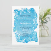 Waterverf Beach Bridal Shower Invitation Kaart (Staand voorkant)