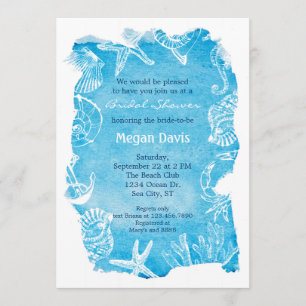 Waterverf Beach Bridal Shower Invitation Kaart