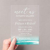 Waterverf Beach Caribbean Destination Wedding Acryl Uitnodigingen (Insitu (Draagbaar))