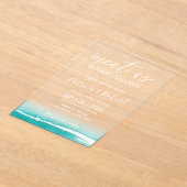 Waterverf Beach Caribbean Destination Wedding Acryl Uitnodigingen (Laagn)
