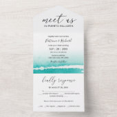 Waterverf Beach Caribbean Destination Wedding All In One Uitnodiging (Binnen)