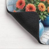 Waterverf Beach Dahlia's in Blue Pots Muismat (Hoek)