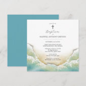 Waterverf Beach Dooppleinuitnodigingen Kaart (Voorkant / Achterkant)