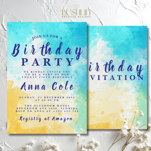 Waterverf Beach en Ocean Birthday Design Kaart