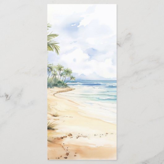 Waterverf Beach en Palmbomen Wedding Bar Menu (Achterkant)