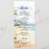 Waterverf Beach en Palmbomen Wedding Bar Menu (Voorkant)