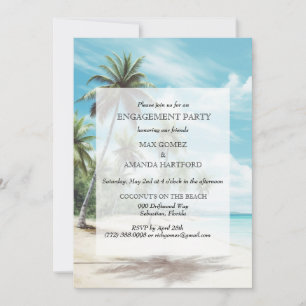 Waterverf Beach Engagement Party Invitation Kaart