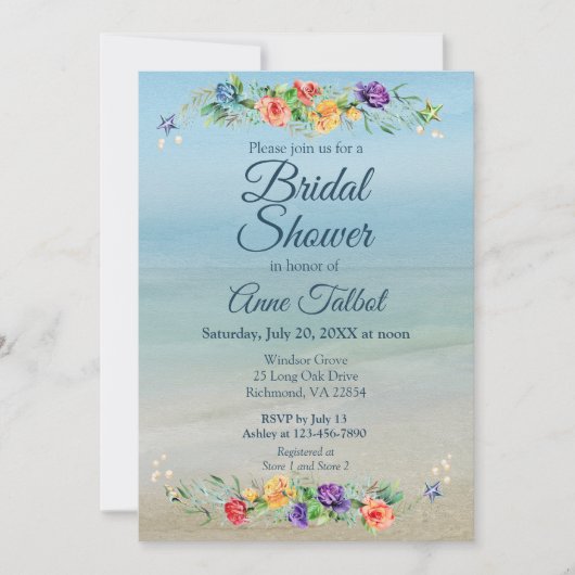 Waterverf Beach Floral Vrijgezellenfeest Kaart (Voorkant)